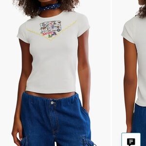 NWT Free People Wild Country Stretch Cotton Graphic T-Shirt